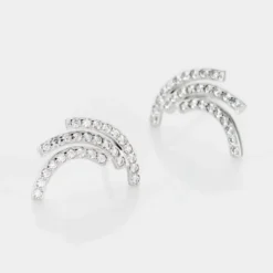 Boucles D'oreilles Puces Augustus Argent Blanc Oxyde De Zirconium