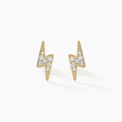 Boucles D'oreilles Puces Aurore Acier Doré Cristal