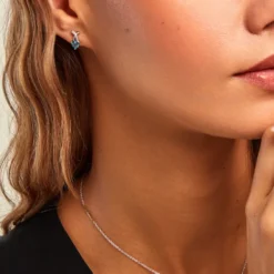 Boucles D'oreilles Puces Avalon Argent Blanc Oxyde De Zirconium