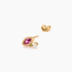 Boucles D'oreilles Puces Azel Plaqué Or Jaune Oxyde De Zirconium