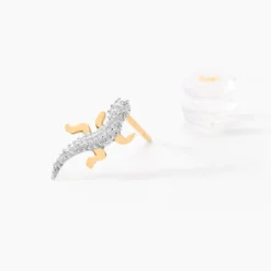 Boucles D'oreilles Puces Azzedine Salamandre Or Bicolore