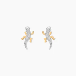 Boucles D'oreilles Puces Azzedine Salamandre Or Bicolore