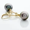 Boucles D'oreilles Puces Baroque Dormeuse Or Jaune Perle De Tahiti