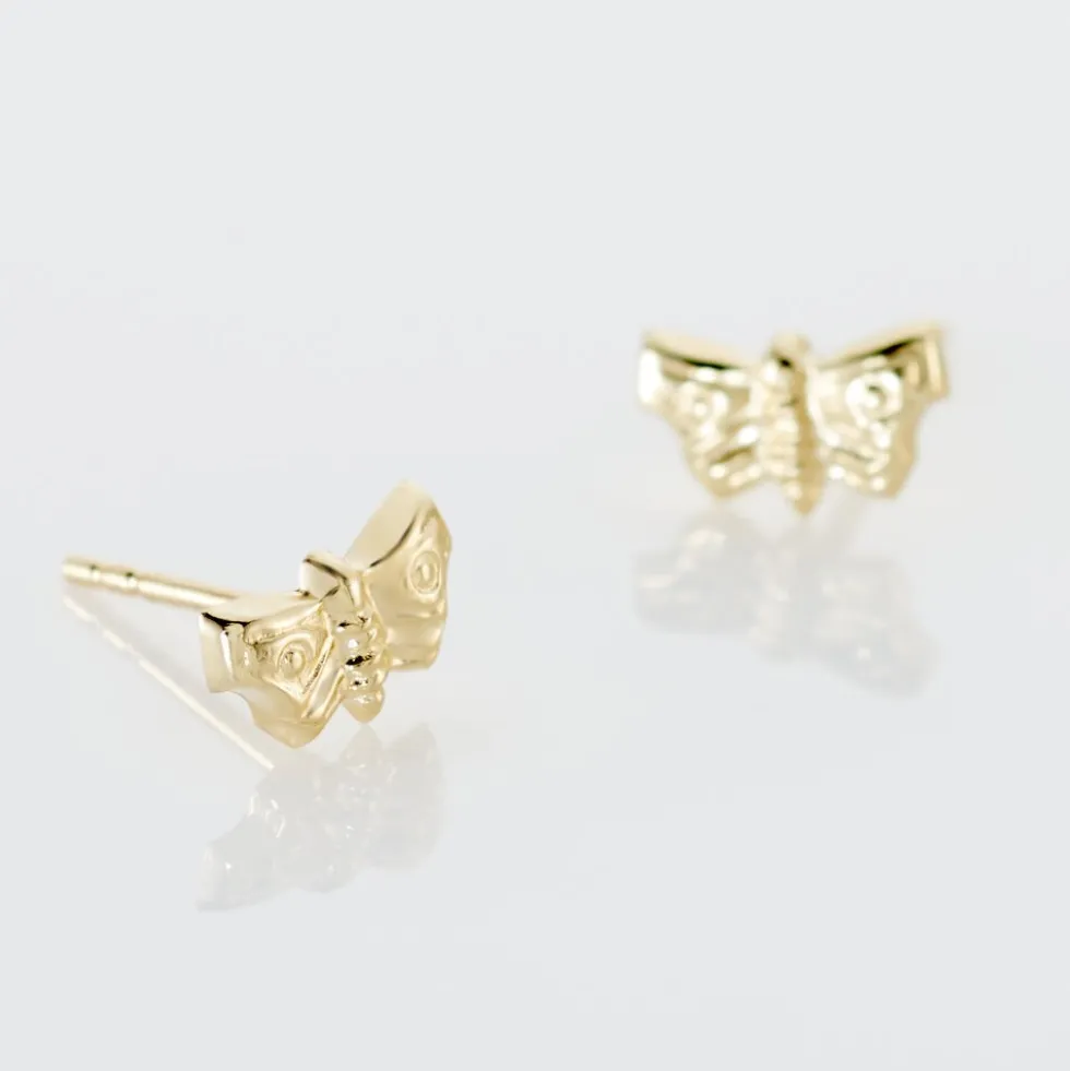 Boucles D'oreilles Puces Bartholomee Papillon Or Jaune