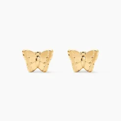 Boucles D'oreilles Puces Bartholomée Papillon Or Jaune