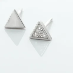 Boucles D'oreilles Puces Bartoumieu Argent Blanc Oxyde De Zirconium