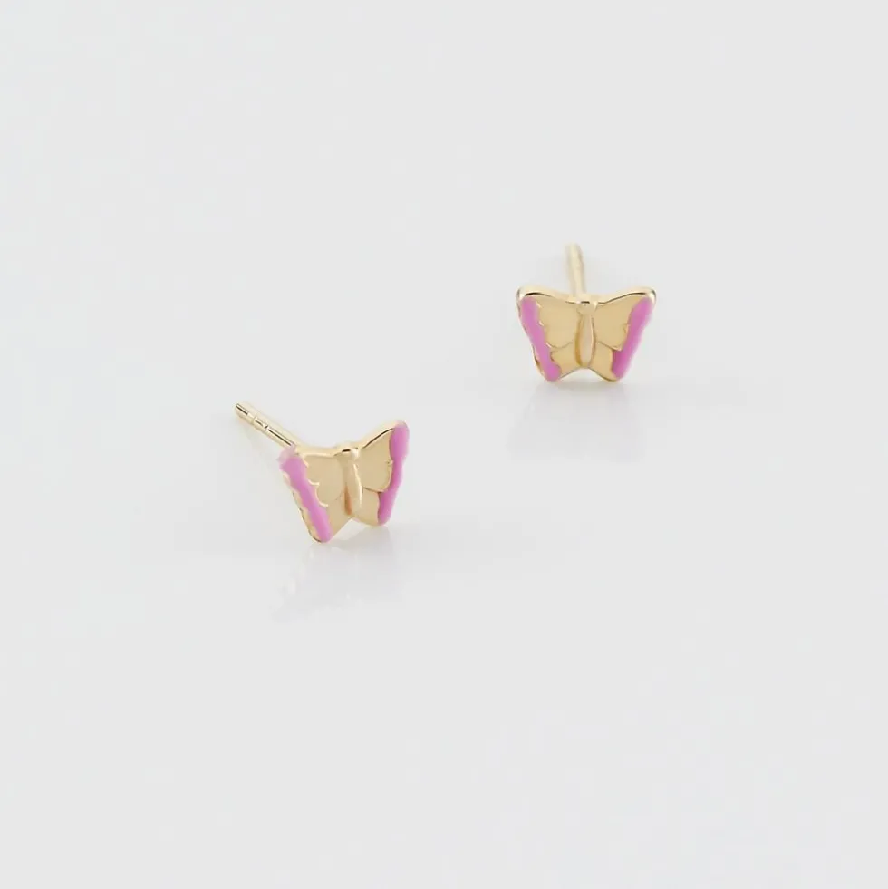 Boucles D'oreilles Puces Bartholomée Papillon Or Jaune
