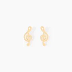 Boucles D'oreilles Puces Bayram Musique Or Jaune