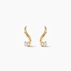 Boucles D'oreilles Puces Beryl Virgule Or Jaune Oxyde De Zirconium