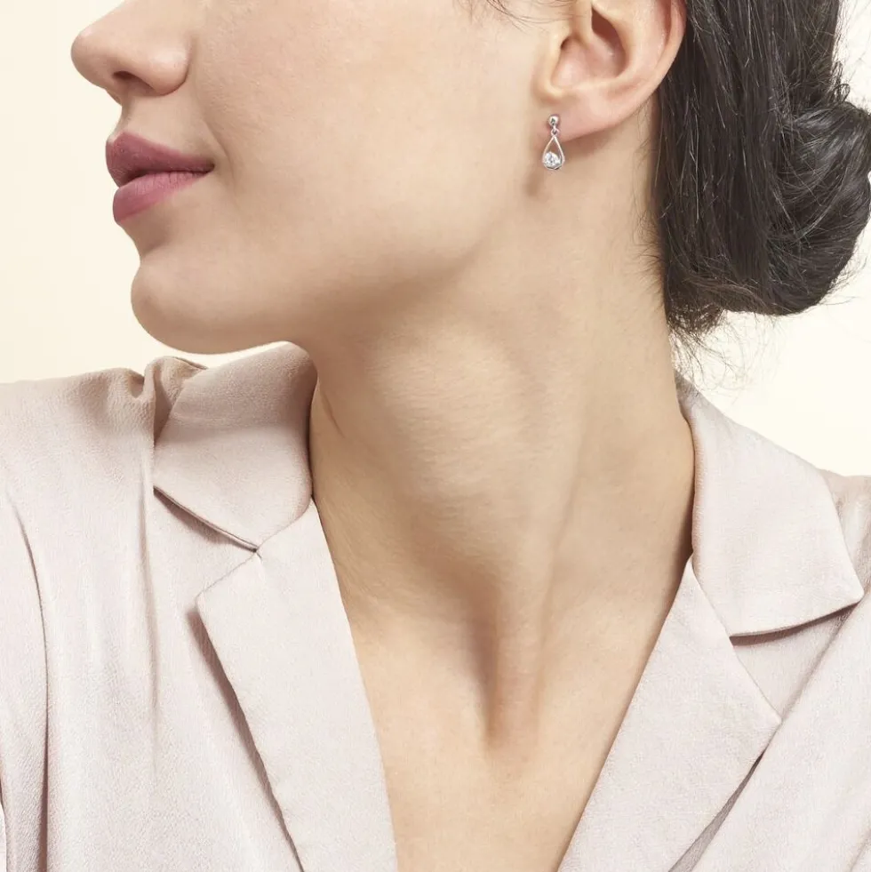 Boucles D'oreilles Puces Bethilda Argent Blanc Oxyde De Zirconium