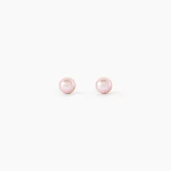 Boucles D'Oreilles Puces Bianca Or Jaune Perle De Culture
