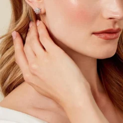 Boucles D'oreilles Puces Bleuenn Plaqué Or Jaune Oxyde De Zirconium