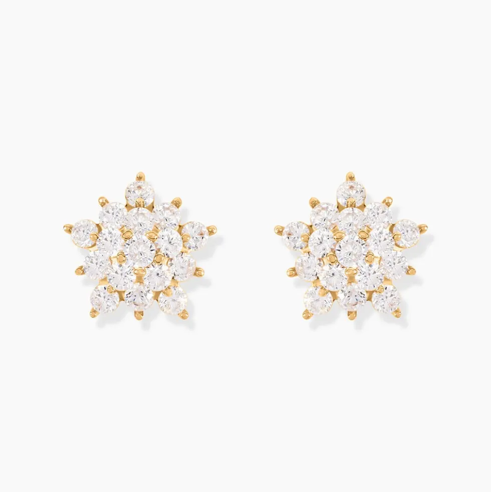 Boucles D'oreilles Puces Bleuenn Plaqué Or Jaune Oxyde De Zirconium
