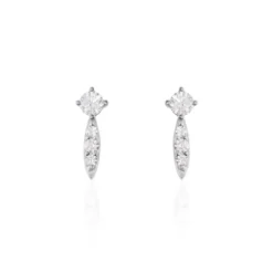 Boucles D'oreilles Puces Bormana Argent Blanc Oxyde De Zirconium