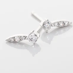 Boucles D'oreilles Puces Bormana Argent Blanc Oxyde De Zirconium