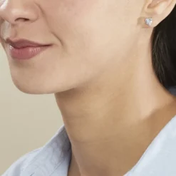 Boucles D'oreilles Puces Breana Argent Blanc Oxyde De Zirconium
