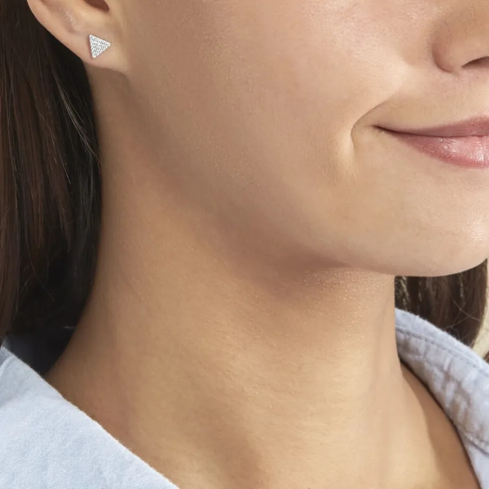 Boucles D'oreilles Puces Brendana Argent Blanc Oxyde De Zirconium