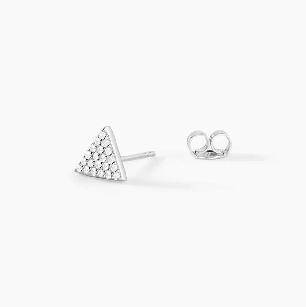 Boucles D'oreilles Puces Brendana Argent Blanc Oxyde De Zirconium