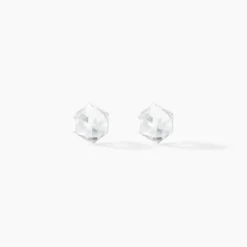 Boucles D'oreilles Puces Bridie Argent Blanc Pierre De Synthese