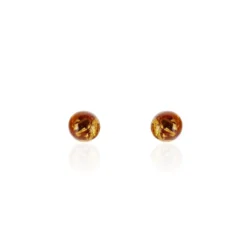 Boucles D'oreilles Puces Brunhild Argent Blanc Ambre