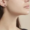 Boucles D'oreilles Puces Brunhild Argent Blanc Ambre