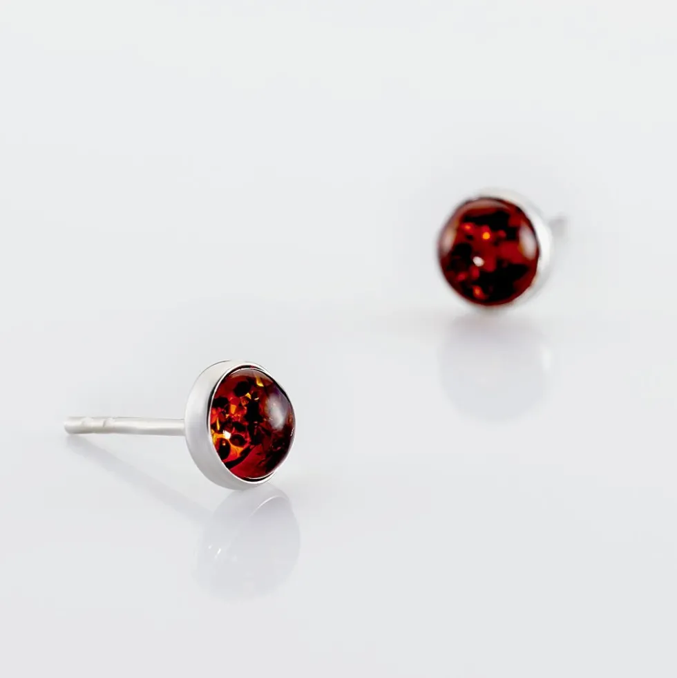 Boucles D'oreilles Puces Brunhild Argent Blanc Ambre