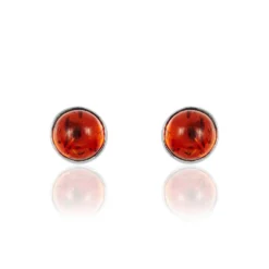 Boucles D'oreilles Puces Brunhild Argent Blanc Ambre