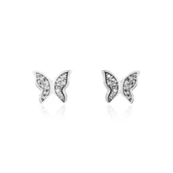 Boucles D'oreilles Puces Cadfan Argent Blanc Oxyde