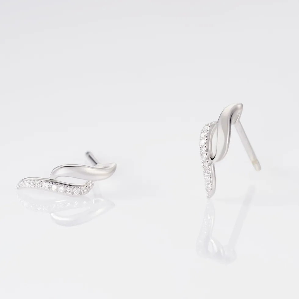 Boucles D'oreilles Puces Callum Or Blanc Diamant