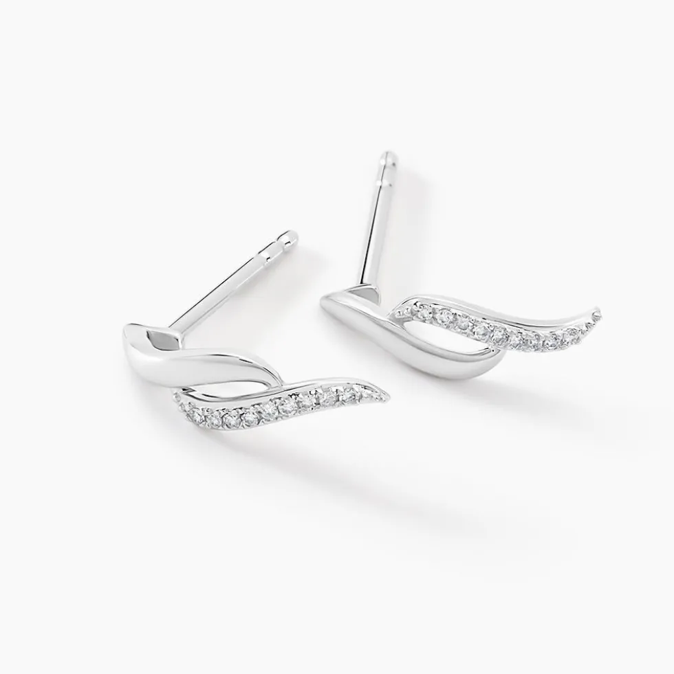 Boucles D'oreilles Puces Callum Or Blanc Diamant