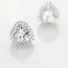 Boucles D'oreilles Puces Calvi Argent Blanc Oxyde De Zirconium