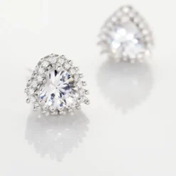 Boucles D'oreilles Puces Calvi Argent Blanc Oxyde De Zirconium