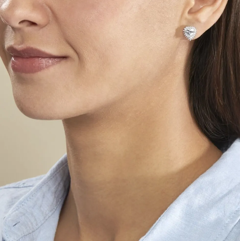 Boucles D'oreilles Puces Calvi Argent Blanc Oxyde De Zirconium