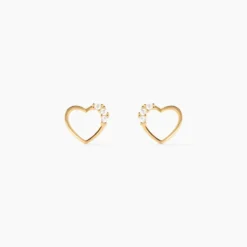 Boucles D'oreilles Puces Camomille Or Jaune Oxyde De Zirconium