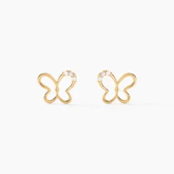 Boucles D'oreilles Puces Camomille Or Jaune Oxyde De Zirconium