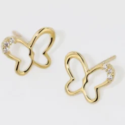 Boucles D'oreilles Puces Camomille Or Jaune Oxyde De Zirconium