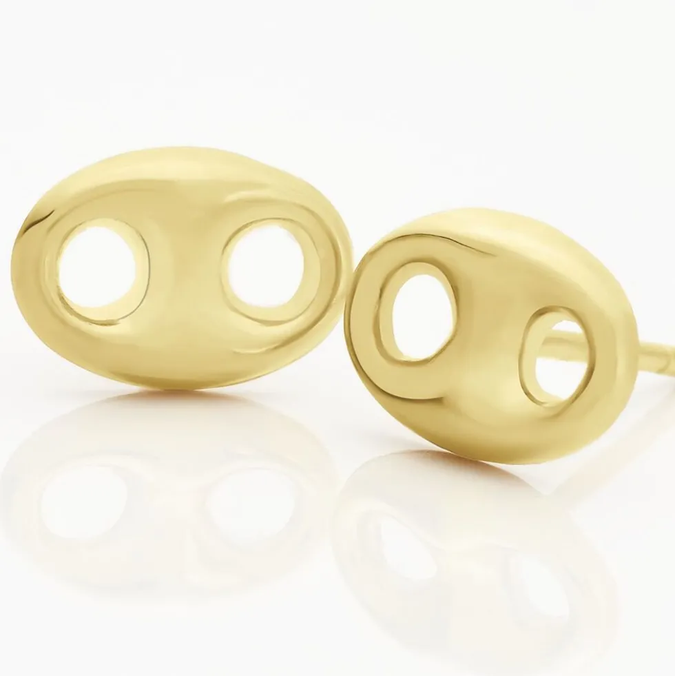 Boucles D'oreilles Puces Cara Grain De Cafe Or Jaune