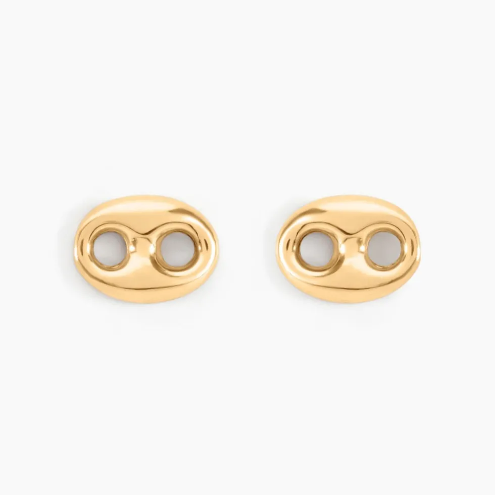 Boucles D'oreilles Puces Cara Grain De Cafe Or Jaune