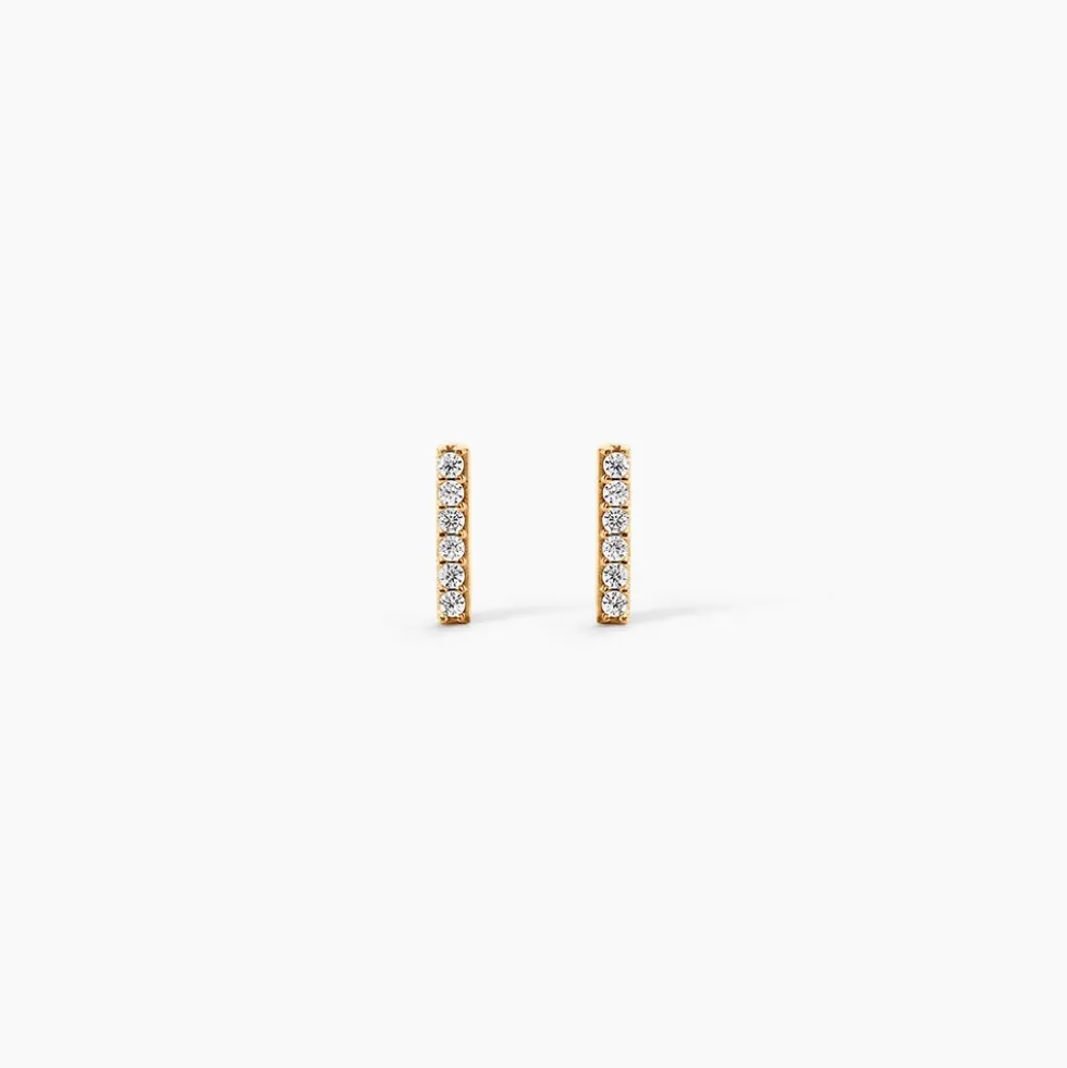 Boucles D'Oreilles Puces Carmelia Plaqué Or Jaune Oxyde De Zirconium