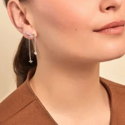 Boucles D'oreilles Puces Claodia Argent Blanc Oxyde De Zirconium