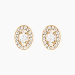 Boucles D'oreilles Puces Classical Plaqué Or Jaune Oxyde De Zirconium