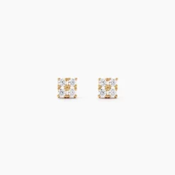 Boucles D'oreilles Puces éclat Perlé Plaqué Or Oxyde De Zirconium