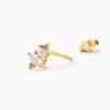Boucles D'oreilles Puces éclat Perlé Plaqué Or Oxyde De Zirconium