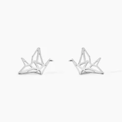 Boucles D'oreilles Puces Colombe Argent Blanc