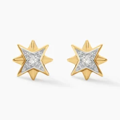 Boucles D'oreilles Puces Confucius Or Jaune Diamant