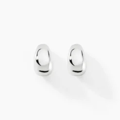 Boucles D'oreilles Puces Curve Argent Blanc