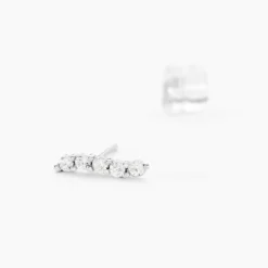 Boucles D'oreilles Puces Dahina Or Blanc Oxyde De Zirconium