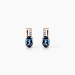 Boucles D'oreilles Puces Dalia Or Rose Topaze Et Oxyde De Zirconium