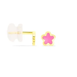 Boucles D'oreilles Puces Damia Fleur Or Jaune Nacre