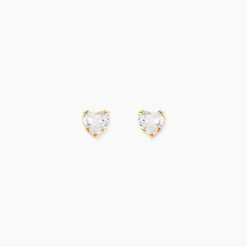 Boucles D'oreilles Puces Daria Coeur Or Jaune Oxyde